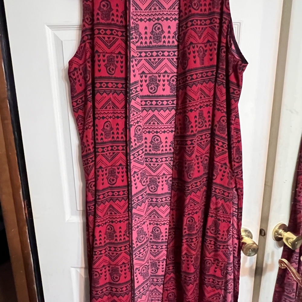 LuLaRoe Red and Black Patterned Joy